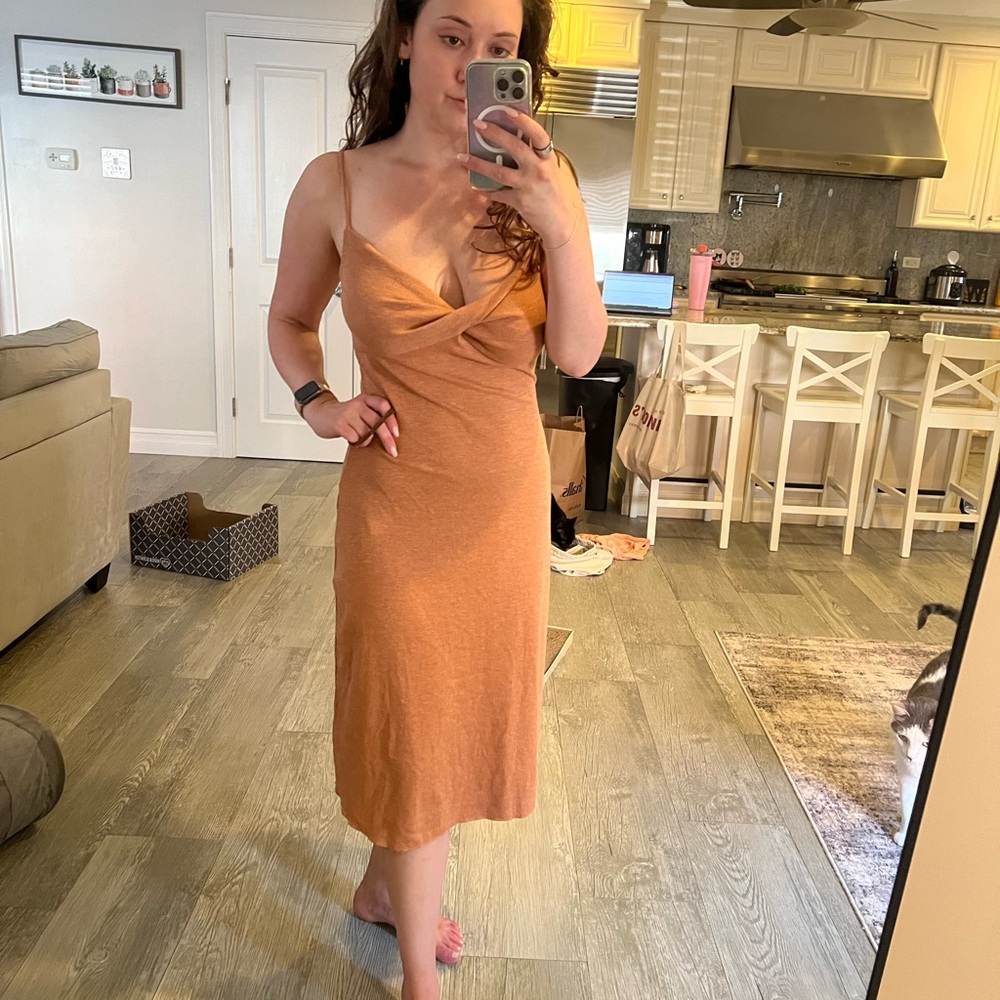 See You Monday Orange Midi Dress